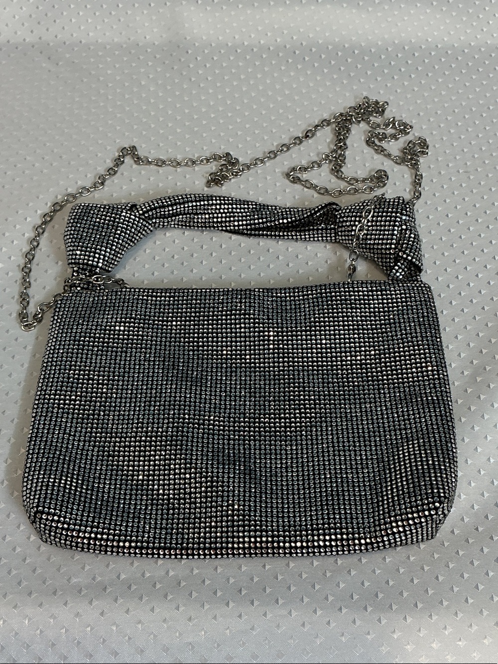Free People Silver Crystal Mesh Chain Shoulder Bag